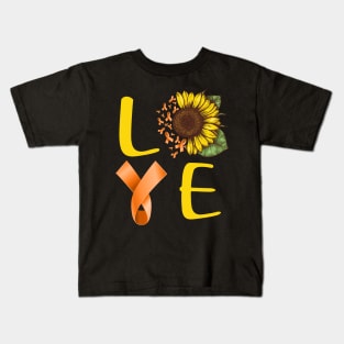 love leukemia sunflower Kids T-Shirt